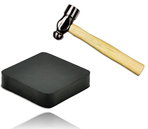 Product Cover Jewelry Making Supplies Tools Kit - Crafts and Jewelry Mini Hammer, 6-Inch, with One Black Rubber Bench Block, 4 by 4-Inch, for Jewelry Making and for Metal Smiting.