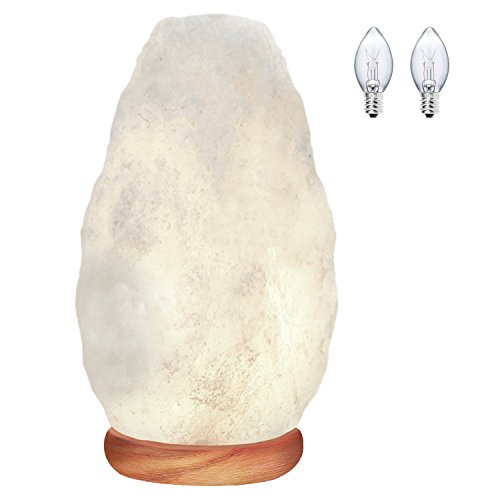 Product Cover WBM Himalayan Glow Natural White Salt Lamp Night Light,with Neem Wooden Base/Salt Lamp Light Bulbs and Dimmer Switch