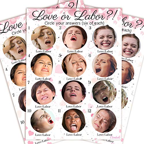 Product Cover Baby/Bridal Shower Games (25 Pack) High Premium Quality Fun Labor or Loving Games- for Gender Reveal Party, Baby Shower, Babys Birthday, Engagement, Wedding, Bachelorette Party. For Adults, Men, Women