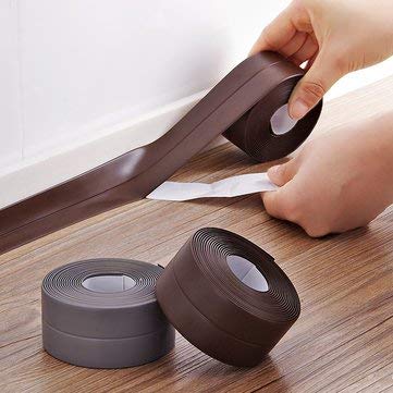 Product Cover Generic Honana 3.8mm Kitchen Bathroom Self Adhesive Wall Seal Ring Tape Waterproof Mold Proof Edge Trim Tape Accessory (Brown)