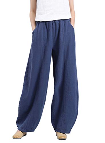 Product Cover Soojun Women's Cotton Linen Baggy Pull On Harem Pants with Pockets