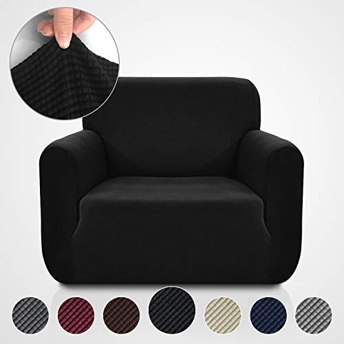 Product Cover Rose Home Fashion RHF Jacquard-Stretch Chair Covers, Chair Slipcover, Chair Cover for Dogs, Pet Cover for Chair 1-Piece Chair Protector (Chair: Black)