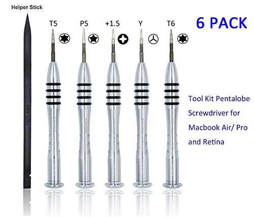 Product Cover Kalanution 6 Pieces Tool Kit Pentalobe Screwdriver for MacBook Air/Pro and Retina