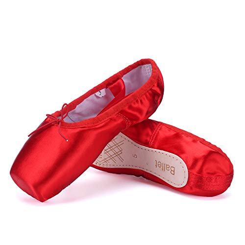 Product Cover Wendy Wu Girls Womens Dance Shoe Pink Ballet Pointe Shoes with Toe Pads (8, Red)
