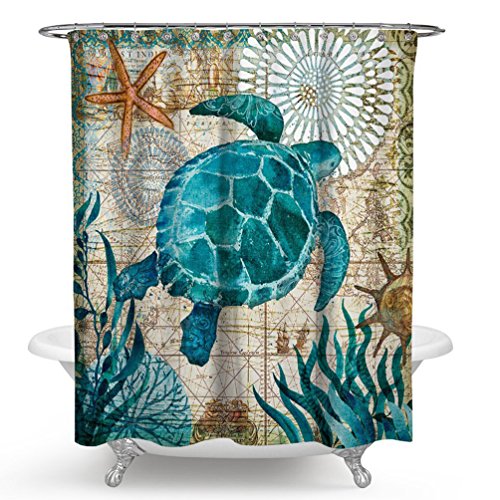 Product Cover Imonet Sea Turtle Ocean Animal Landscape Shower Curtain for Bathing Room with Metal Grommets and Hooks Waterproof 72 x 72 Inches