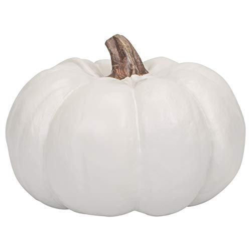 Product Cover Elanze Designs Classic White 6 inch Resin Harvest Decorative Pumpkin