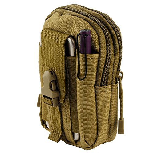 Product Cover Sonim XP8 Pouch - Tactical EDC MOLLE Utility Gadget Holder Pack Belt Clip Waist Bag Phone Carrying Holster - (Khaki) and Atom Cloth for Sonim XP8