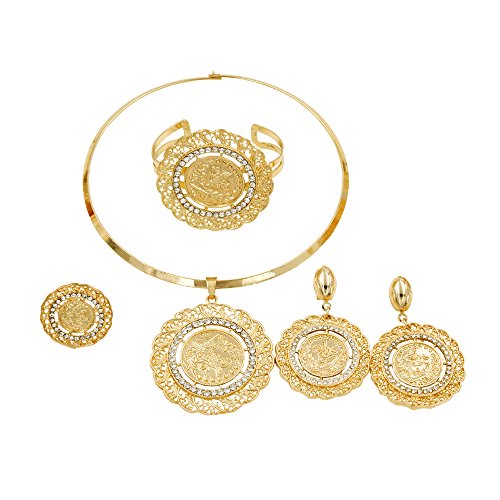 Product Cover liffly Dubai Gold Jewelry Set Gold Coin Fashion Necklace Earrings Ring Bracelet