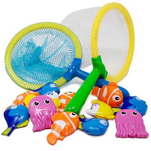 Product Cover Boley 14 Piece Sinking Dive and Grab Set - Includes 2 Nets and Assorted Sea Animals - Sinking Fish and Net Toy Playset for Kids, Children, Toddlers - Perfect for Bath Time and Summer Fun!