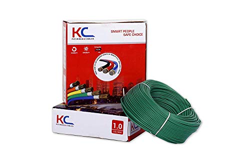 Product Cover KC Cab PVC Insulated Single Core Flexible Copper Wires and Cables for Domestic/Industrial Electric Wire (Green, 1 sq mm/90 m Coil)