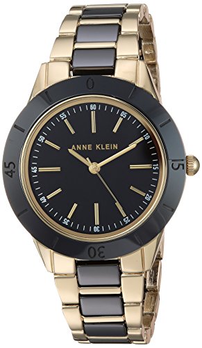 Product Cover Anne Klein Women's AK/3160BKGB Gold-Tone and Black Ceramic Bracelet Watch