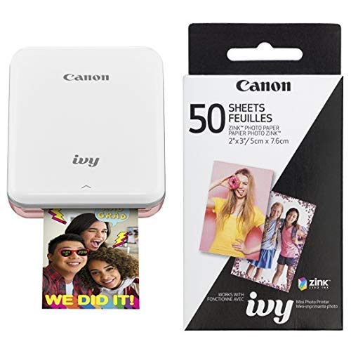 Product Cover Canon IVY Mobile Mini Photo Printer through Bluetooth(R), Rose Gold AND Canon ZINK Photo Paper Pack, 50 Sheets