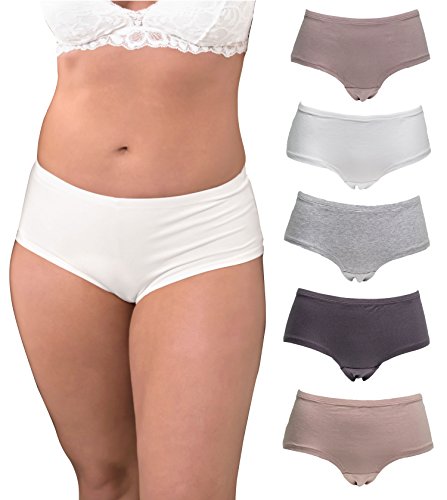 Product Cover Emprella Underwear Women Plus Size, 5-Pack Hipster Panties, Cotton and Spandex