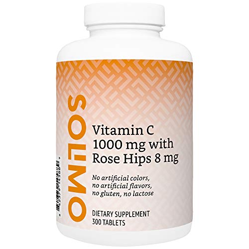 Product Cover Amazon Brand - Solimo Vitamin C 1000 mg with Rose Hips 8 mg, 300 Tablets, Ten Month Supply