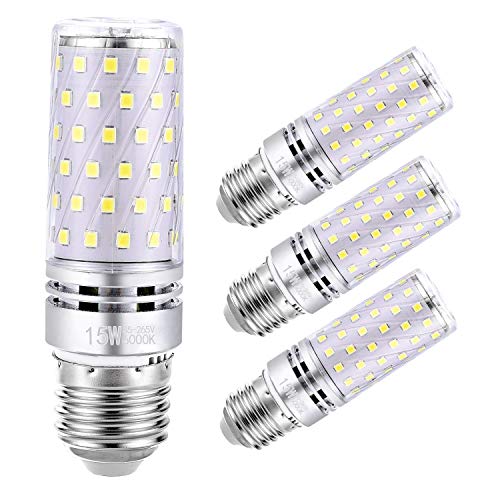 Product Cover Sagel E26 LED Corn Bulbs 15W, 120W Incandescent Bulbs Equivalent, 6000K Cool White Candelabra Bulbs, Non-Dimmable, 1500Lm, Edison Screw Corn Light Bulbs, 4-Pack 