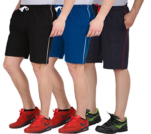 Product Cover Checkersbay Men's Cotton Shorts( 3S-00-BLRBNA Black,Royal Blue,Navy) Pack of 3