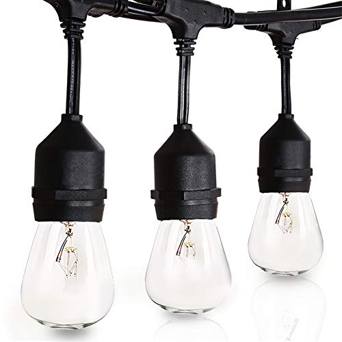 Product Cover Amico 49FT Outdoor String Lights Commercial Grade Weatherproof Dimmable Patio Light String - 11W Incandescent Edison Bulb - UL Listed Heavy-Duty Decorative Yard Bistro Market Café Lights