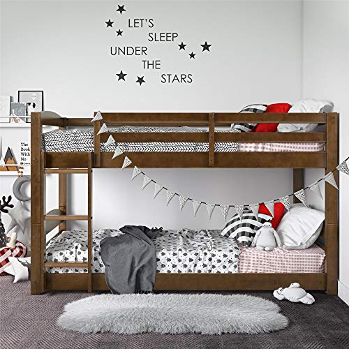 Product Cover Dorel Living Phoenix Solid Wood Twin over Twin Floor Bunk Beds with Ladder and Guard Rail, Mocha