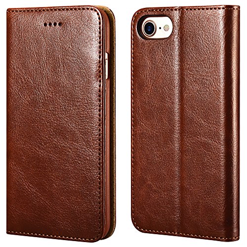 Product Cover icarercase iPhone 7/8 Wallet Case, Premium PU Leather Folio Flip Cover with Kickstand and Credit Slots for Apple iPhone 7/8 4.7 Inch (Brown)