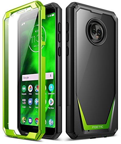 Product Cover Moto G6 Case, Poetic Guardian [Scratch Resistant Back] [360 Degree Protection] Full-Body Rugged Clear Hybrid Bumper Case with Built-in-Screen Protector for Motorola Moto G6 Green