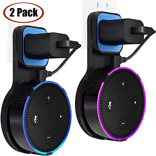 Product Cover TOOVREN Outlet Echo Dot Wall Mount Stand Holder for Smart Home Speaker 2nd Generation Space-Saving Accessories - Short Charging Cable Included (2 Pack)