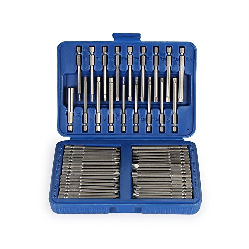 Product Cover Screwdriver Bit Set Sunsbell Security Bit Set Extra Long Magnetic Driver Kit with Case, Hex, Star Bits, Philips, Square, Spanner Bits - 50Pcs