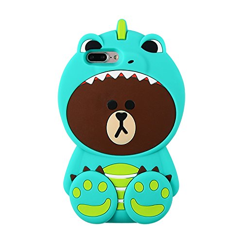 Product Cover Artbling Case for iPhone 7 8 Silicone 3D Cartoon Animal Cover, Kids Girls Cool Fun Lovely Cute Bear Cases,Kawaii Soft Gel Rubber Unique Character Fashion Protector for iPhone7 iPhone8 (Green Dinosaur)
