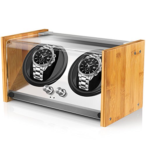 Product Cover Watch Winders for Automatic Watches, Spacious for Mid to Big Size Rolex Double Automatic Watch Winder, Super Quiet Japanese Motor, AC/Battery Powered Craftsmanship Bamboo Wood by Watch Winder Smith
