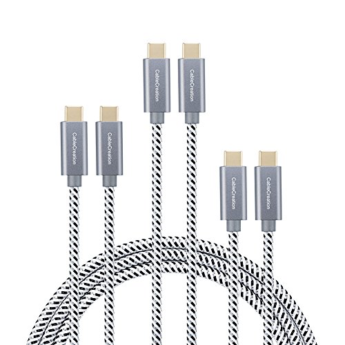 Product Cover USB Type C Cable[3-Pack], CableCreation (1ft,3ft,10ft) USB C to USB C Braided Fast Charging Cord (20V,3A), Compatible with MacBook Pro, Galaxy S10/S9/S9+, Pixel 3XL/2XL etc, Space Gray