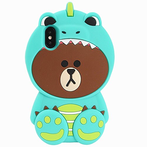 Product Cover Artbling Case for iPhone X/ XS10 Silicone 3D Cartoon Animal Cover,Kids Girls Cool Fun Lovely Cute Bear Cases,Kawaii Soft Gel Rubber Unique Character Fashion Protector for iPhoneX XS (Green Dinosaur)