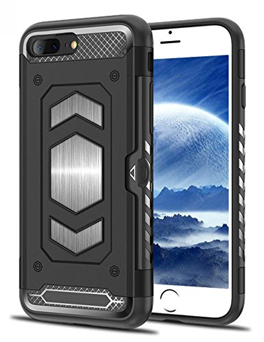 Product Cover Teryei iPhone 7 Plus Case, iPhone 8 Plus Case, Military Grade Duty Premium Protective Cases Shock Magnetic Cell Phone Holder for car，Phone case iPhone 8 Plus case with Card Holder (Black)