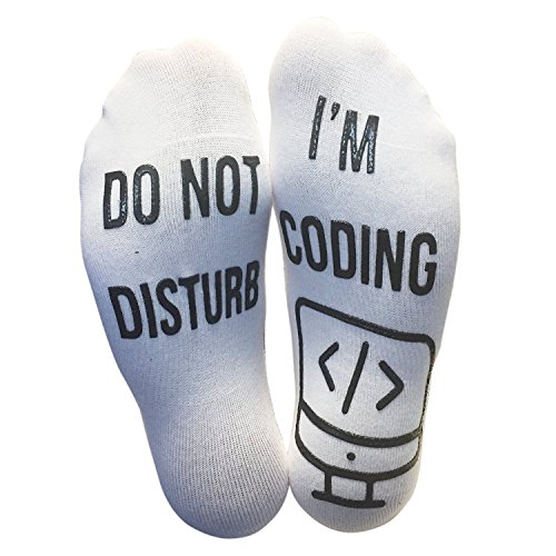 Product Cover BRING ME SOCKS 'Do Not Disturb, I'm Coding' Funny Ankle Socks, White, 6-12