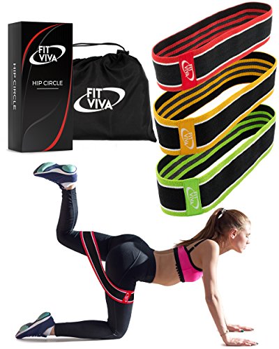 Product Cover Fabric Resistance Bands Set - Booty Hip Bands for Legs, Shoulders and Arms Exercises - Perfect for Fitness, Glute or Squat Workout - 3 Non-Rolling Circle Bands for Women and Men (3 Bands Set)