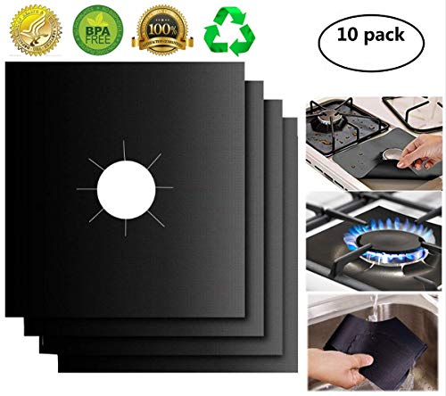 Product Cover Gas Stove Burner Covers 10 Pack- XZSUN 0.2mm Double Thickness Reusable Gas Range Protectors For Kitchen&Cooking (10.6