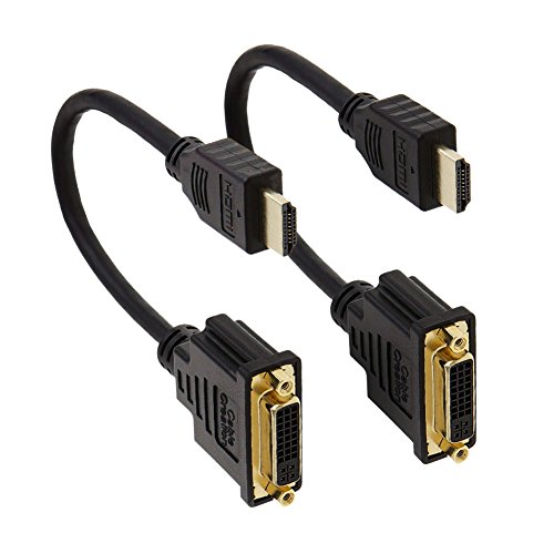 Product Cover CableCreation HDMI to DVI Cable, 2-Pack 0.5 Feet HDMI Male to DVI(24+1) Female Adapter Cable, Gold Plated HDTV to DVI Cable, Support 1080P,3D, 0.15M/Black