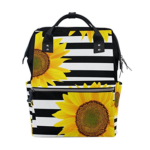 Product Cover ALAZA Sunflowers On Zigzag Stripes Diaper Bags Mummy Backpack Multi Functions Large Capacity Nappy Bag Nursing Bag for Baby Care for Traveling