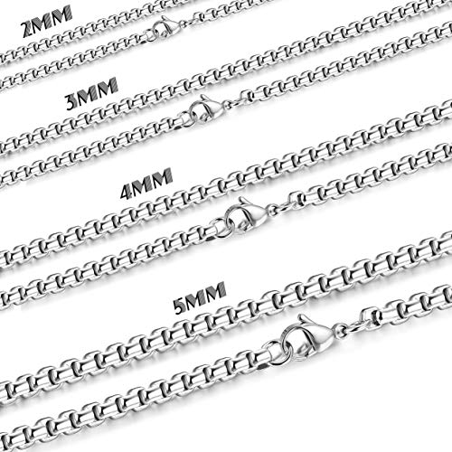 Product Cover Besteel 2-5mm Womens Mens Stainless Steel Rolo Cable Wheat Chain Link Necklace 16-36 Inch
