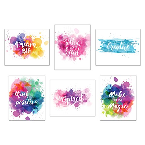 Product Cover Inspirational Wall Art-Inkblot: Set of 6-Phrases of Wisdom Unframed Poster Art (8