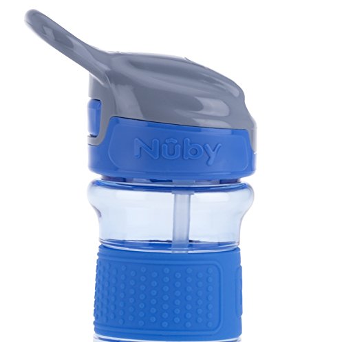 Product Cover Nuby Thirsty Kids Push Button Flip-it Soft Spout on The Go Water Bottle with Easy Grip Band