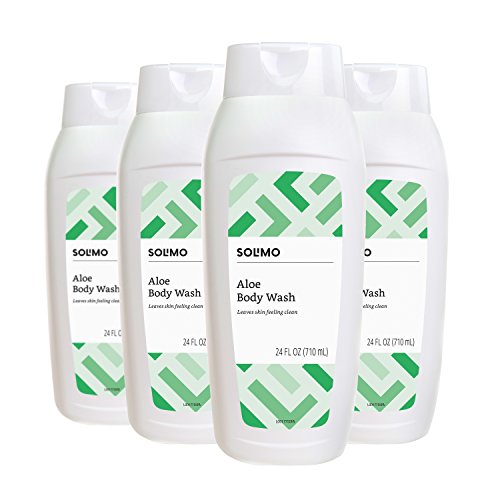 Product Cover Amazon Brand - Solimo Aloe Body Wash, 24 Fluid Ounce (Pack of 4)