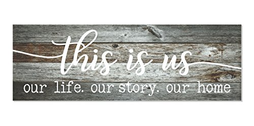 Product Cover This is Us Our Life Our Story Our Home Rustic Wood Wall Sign 6x18 (Gray)