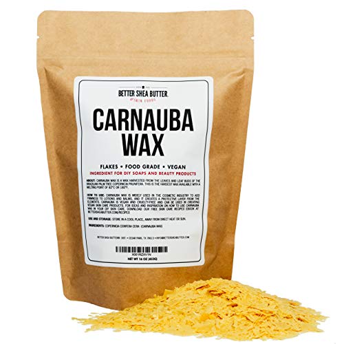 Product Cover Organic Carnauba Wax Flakes 1 LB - Food Grade, Vegan - Use for Wood Finish, Leather, Vegan Skin Care Ingredient - by Better Shea Butter