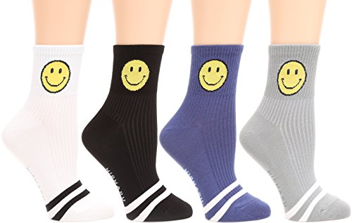 Product Cover Women's 4 Pairs Novelty Crew Socks by MIRMARU | Colorful, Crazy, Funny, Casual, Famous Painting Art Printed Cotton Socks