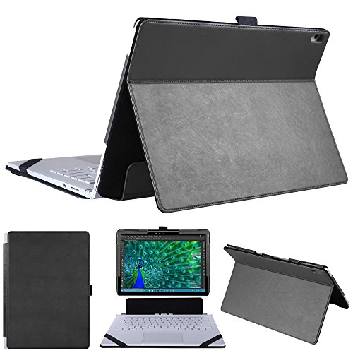 Product Cover hongyixun Surface Book 13.5 Inch Case, 2 in 1 Kickstand Book Style Cover for Microsoft Surface Book 13.5 Inch Laptop Only-Black