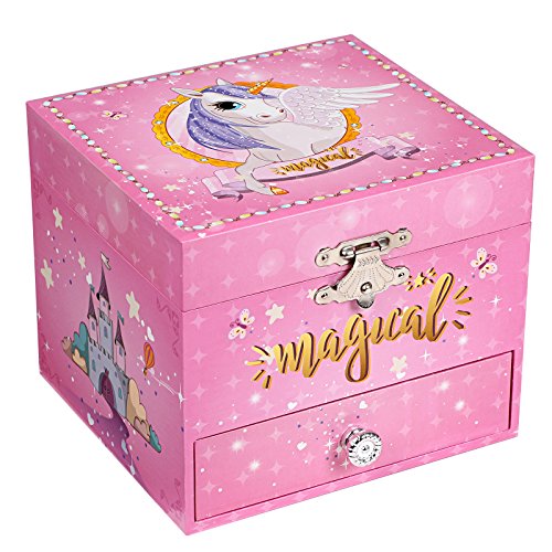 Product Cover SONGMICS Ballerina Musical Jewelry Box, Unicorn for 3-5 Years Old Little Girls UJMC008PK
