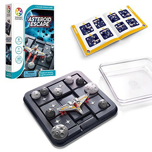 Product Cover SmartGames Asteroid Escape, a Sliding Puzzle Travel Game for Kids and Adults, a Cosmic Cognitive Skill-Building Brain Game - Brain Teaser for Ages 8 & Up, 60 Challenges in Travel-Friendly Case.