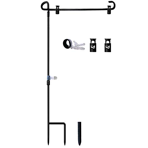 Product Cover W&X Garden Flag Stand-Holder-Pole with Garden Flag Stopper and Anti-Wind Clip 36.3