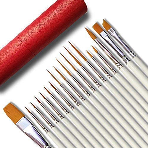 Product Cover 18 Pcs Detail Fine Miniature Figurine Paint Brushes Mini Micro Paintbrush Painting Kit Set | Extra Fine Point Tip | Nylon for Fabric Citadel Face Model Leather Acrylic Watercolor Oil by Afantti