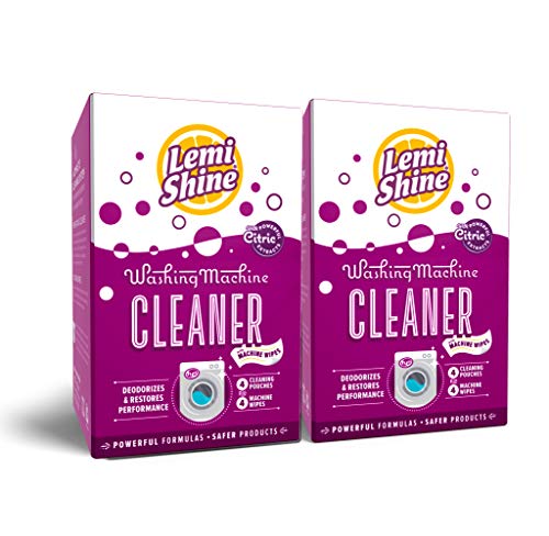 Product Cover Lemi Shine Natural Washing Machine Cleaner + Wipes - 4-1.76 oz + 4 Wipes - 2 Pack Bundle - 8 Uses Total