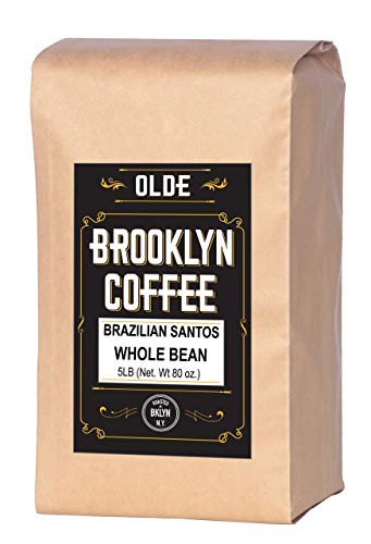 Product Cover BRAZILIAN SANTOS Whole Bean Coffee - American / Medium Roast 5LB Bag - For A Classic Coffee, Breakfast, House Gourmet- Roasted in New York